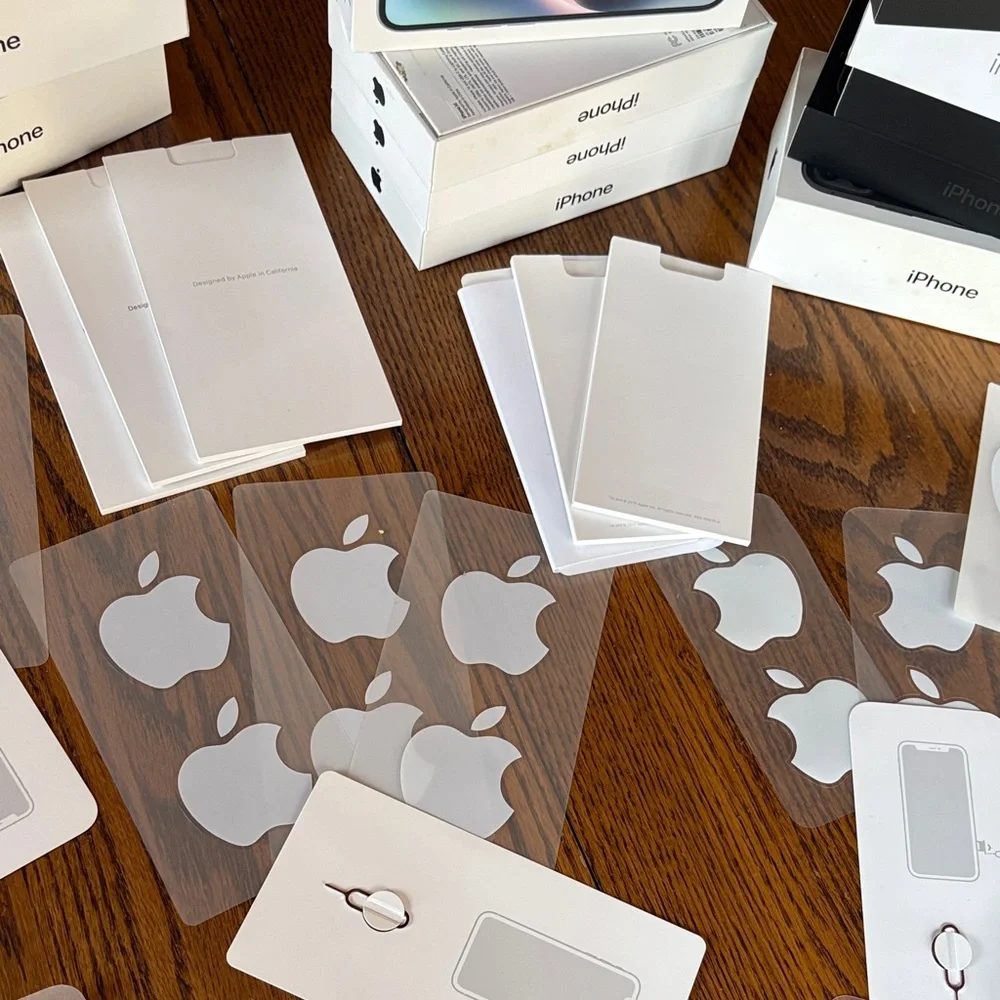 Apple White Logo Sticker and empty iPhone boxes large lot